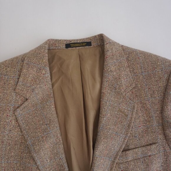 Vintage Austin Hill Tan Tweed Wool Double Button Blazer Size 41 - Picture 10 of 13